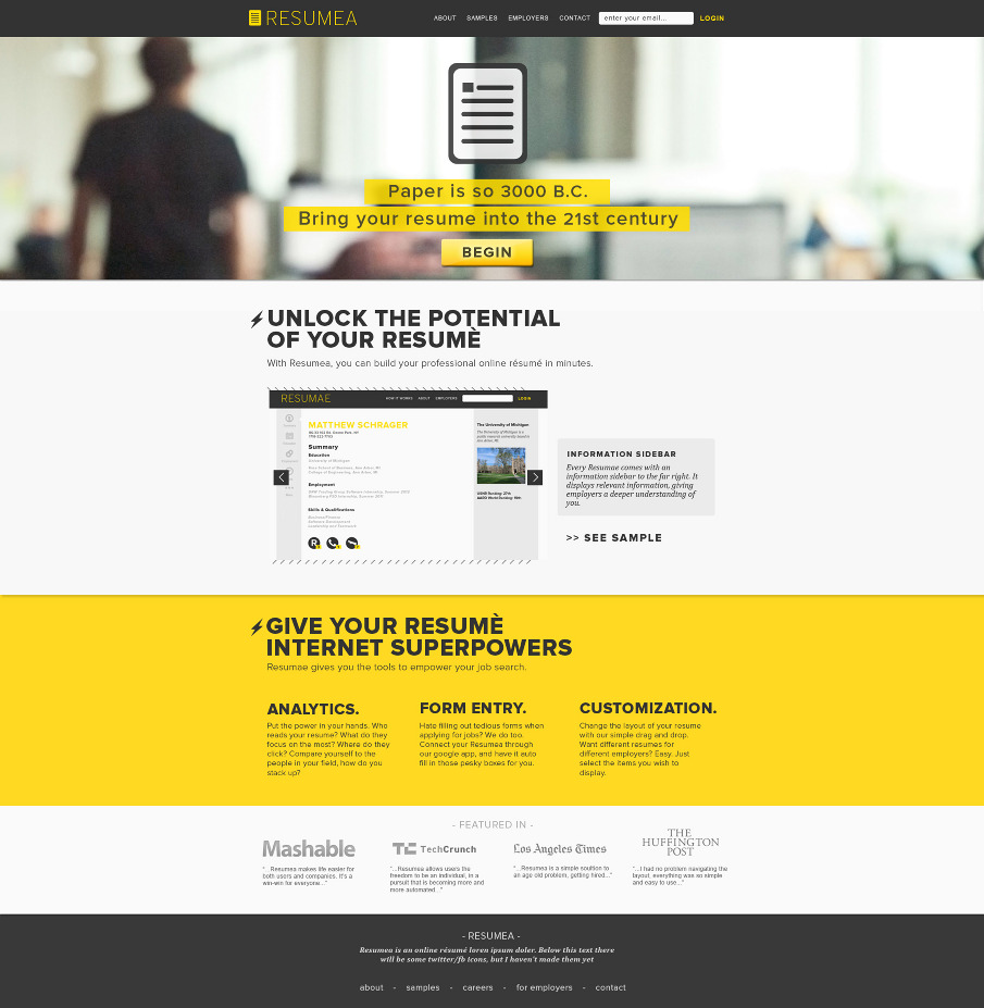 web design for resumea alexandermark personal network